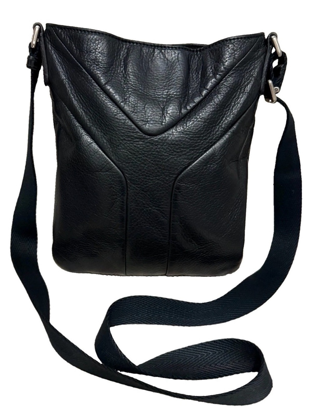 Yves Saint Laurent Ycon Black Leather Messenger Crossbody